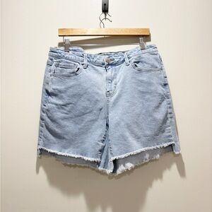 ARULA Light Blue Frayed Hem Baggy Mom High Waisted Denim Shorts Sz 10